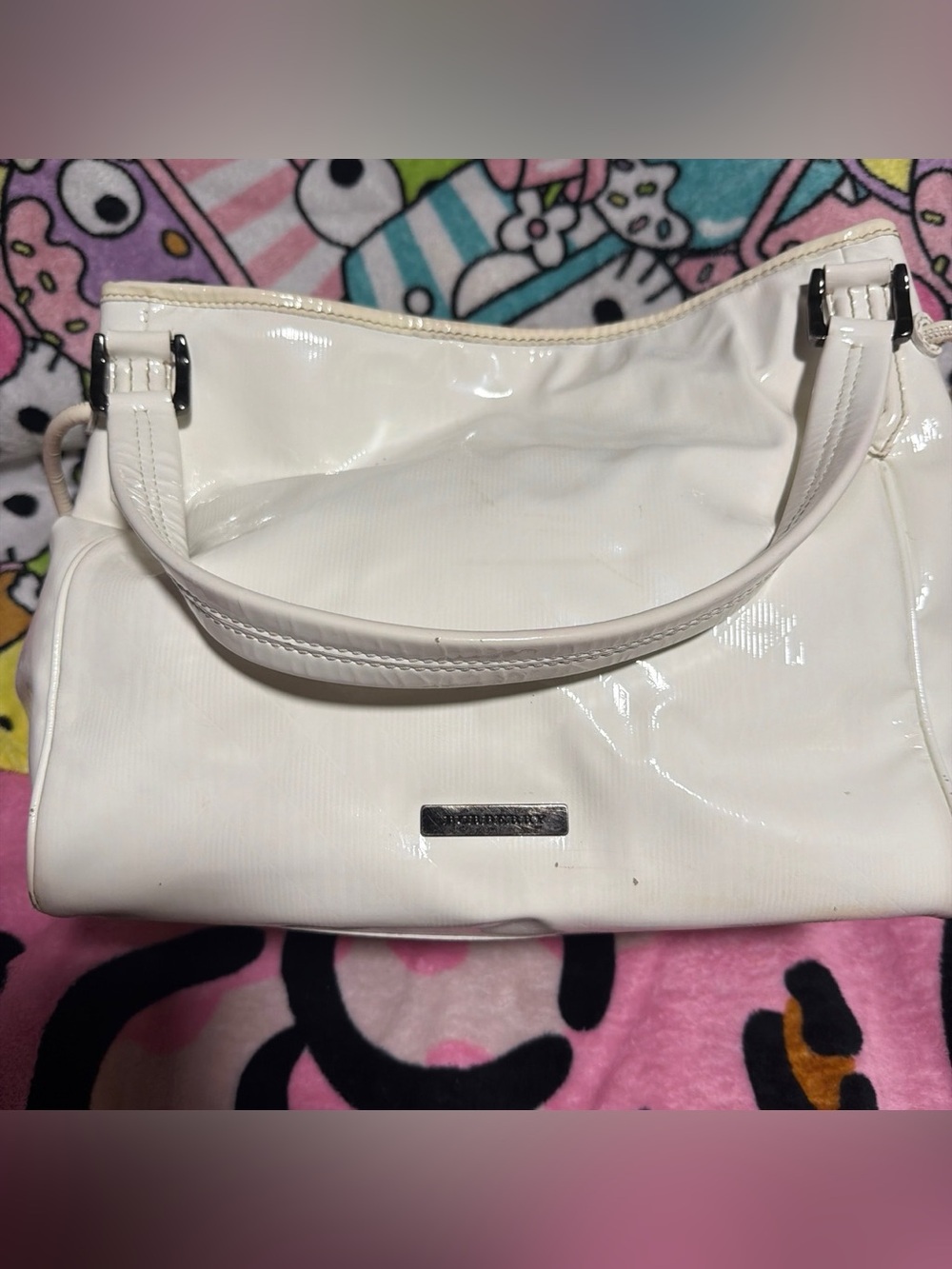 Burberry Cream and Beige Leather-Trim Tote